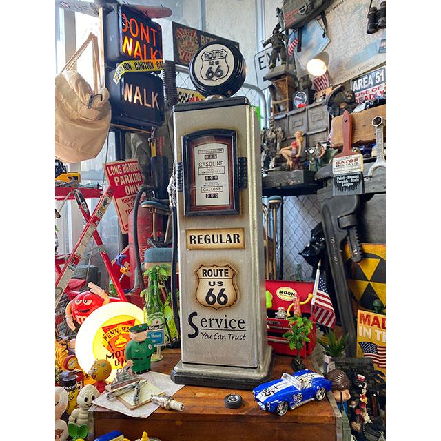 ルート66 ガスポンプ型キャビネット CDタワー （シルバー