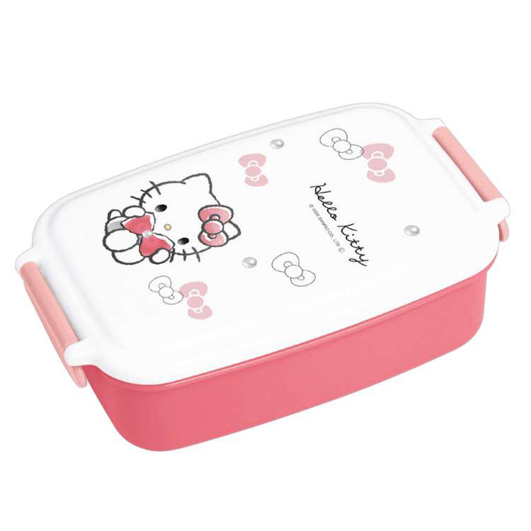 ハローキティ 1段ランチボックス モノクロリボン 弁当箱 べんとうばこ