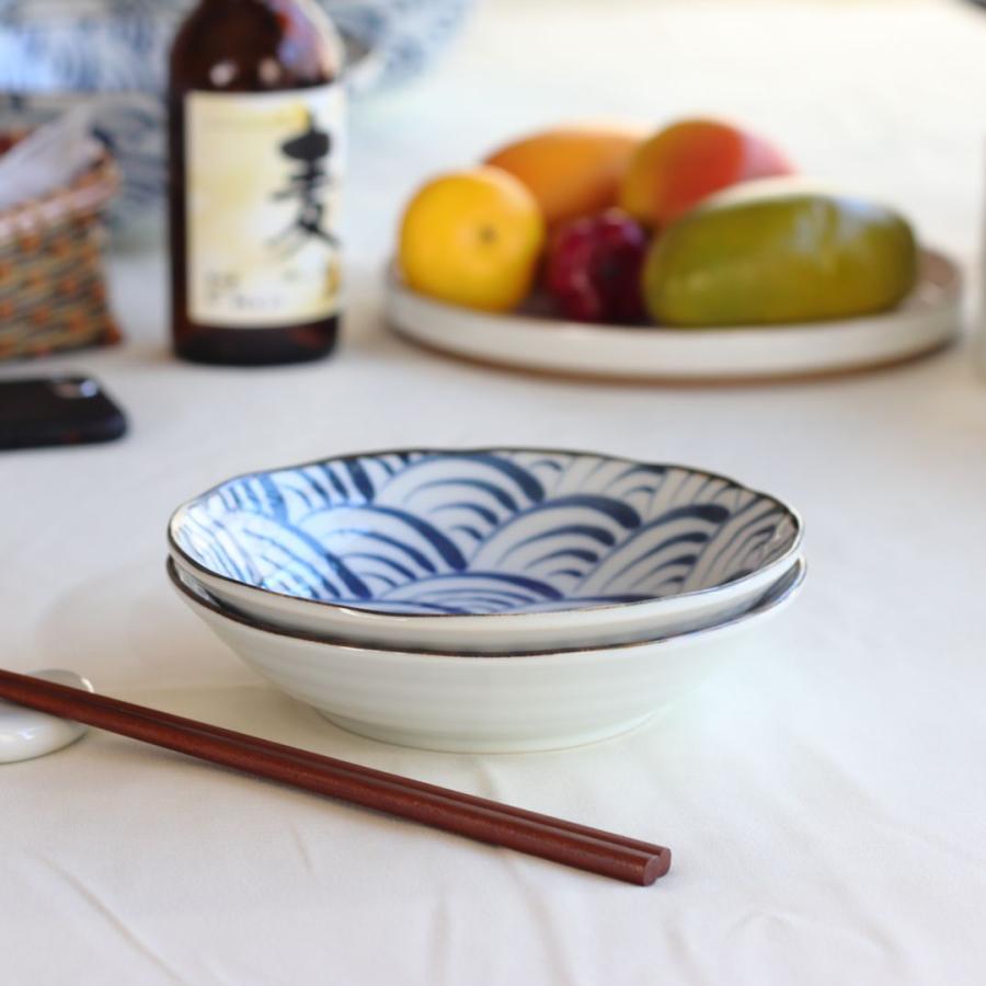 藍縄文 浅鉢 17cm 日本製 美濃焼 5.5寸浅丼 ボウル ボール 中鉢 鉢 小