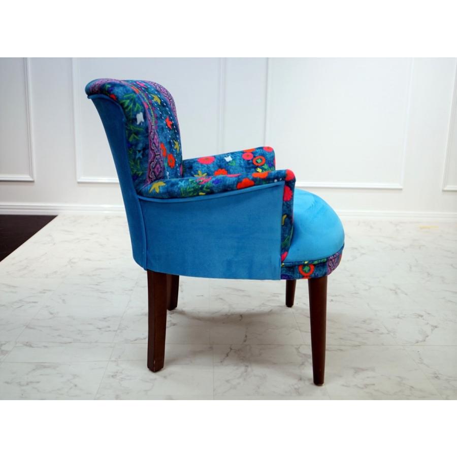 ROYAL (ロイヤル) 1人掛けソファ ブルー 花柄 トルコ製 sf1-r001-bl