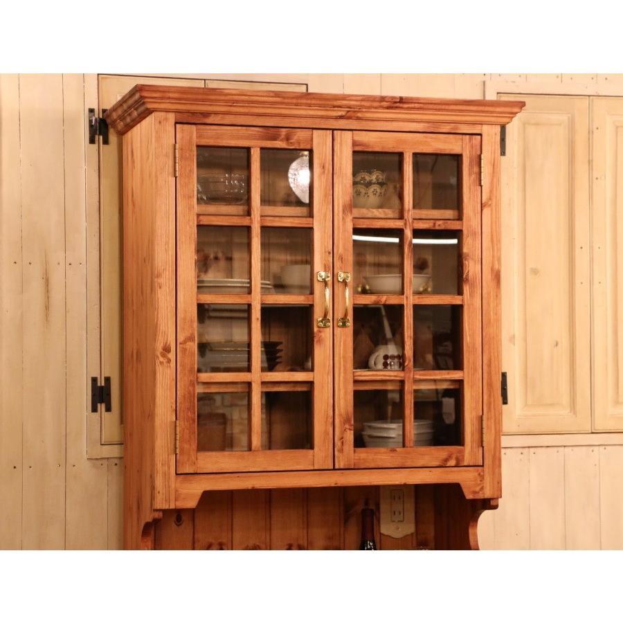 日本製】2ガラスドア・クラシックカップボード・W800 カントリー調