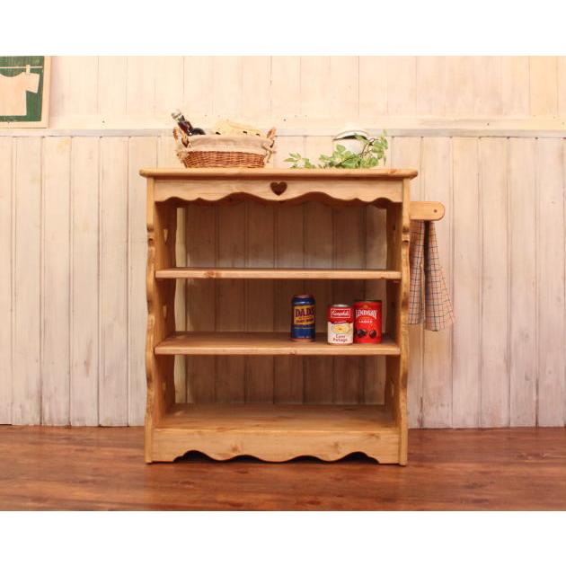 ハート・キッチンワゴン キャスター付き カントリー家具ワゴン