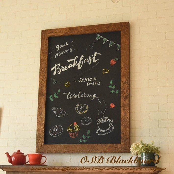 ブラックボード 64cm x 88cm OSB ブラウン ナチュラル 黒板 看板