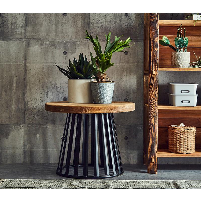 サイドテーブル 60cm 丸 テーブル 幅60 無垢材 古民家風