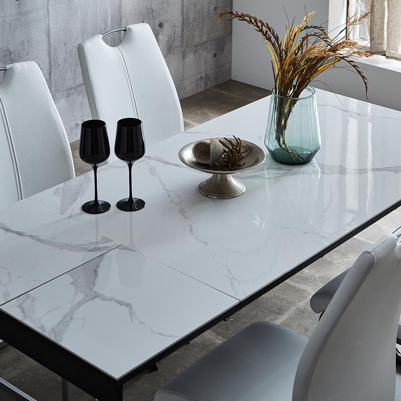 ダイニングテーブルセット 伸長式 7点 6人用 セラミックテーブル 北欧