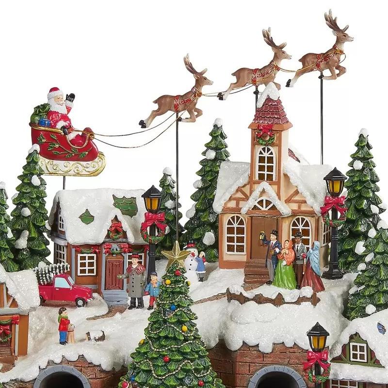 スノー ホリデービレッジ 高さ約42cm 北欧 装飾置物 LEDライト