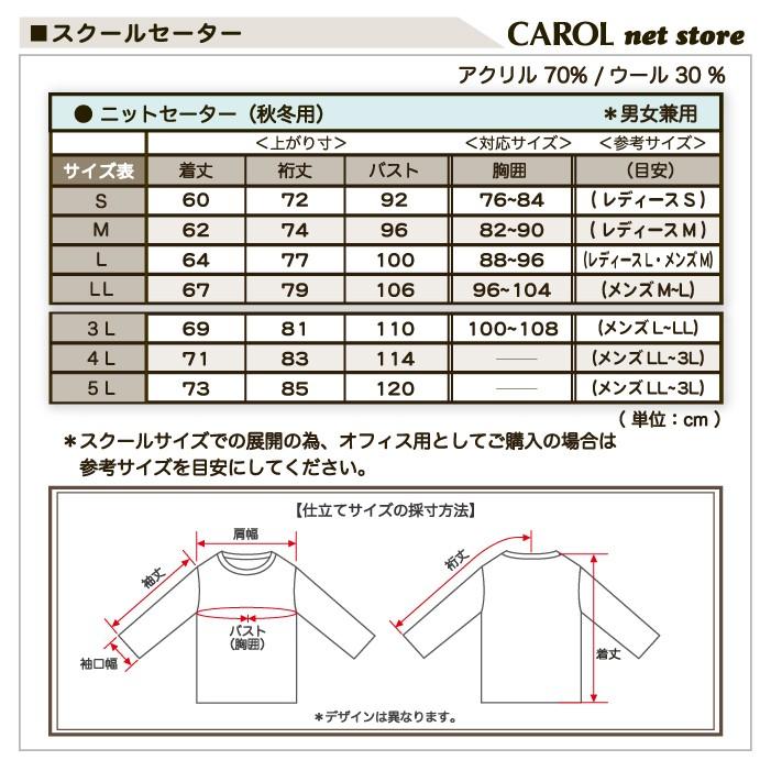 ニットセーター 秋冬用 スクールセーター S M L LL 制服 日本製 オフ