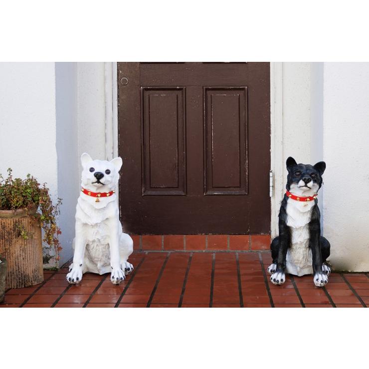 メーカー直送) わんわんリキ 黒 犬 置き物 置物 玄関 明暗センサー付で