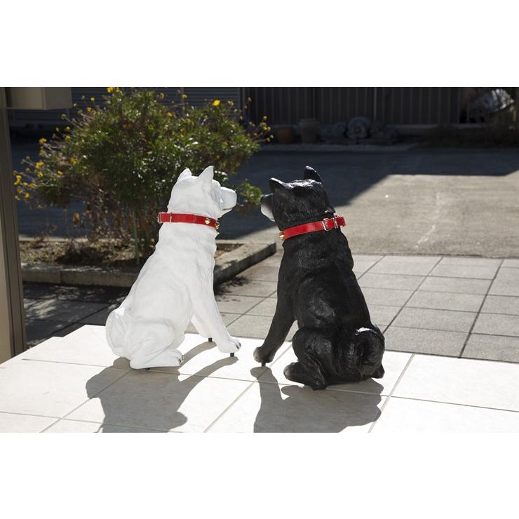 メーカー直送) わんわんリキ 黒 犬 置き物 置物 玄関 明暗センサー付で