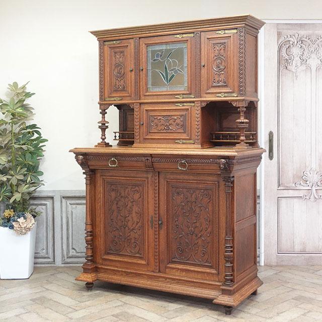 フランス アンティーク 家具 キャビネット リビング キッチン オーク