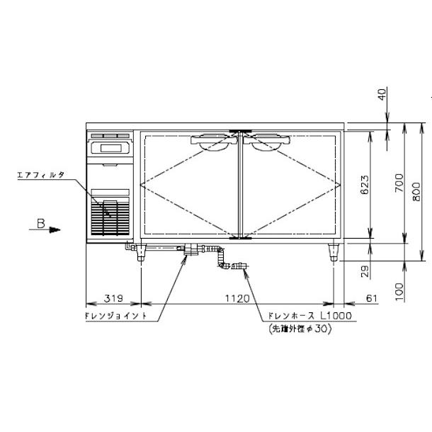 ホシザキ（HOSHIZAKI） テーブル形冷蔵庫 RT-150SNG-1-ML ワイドスルー
