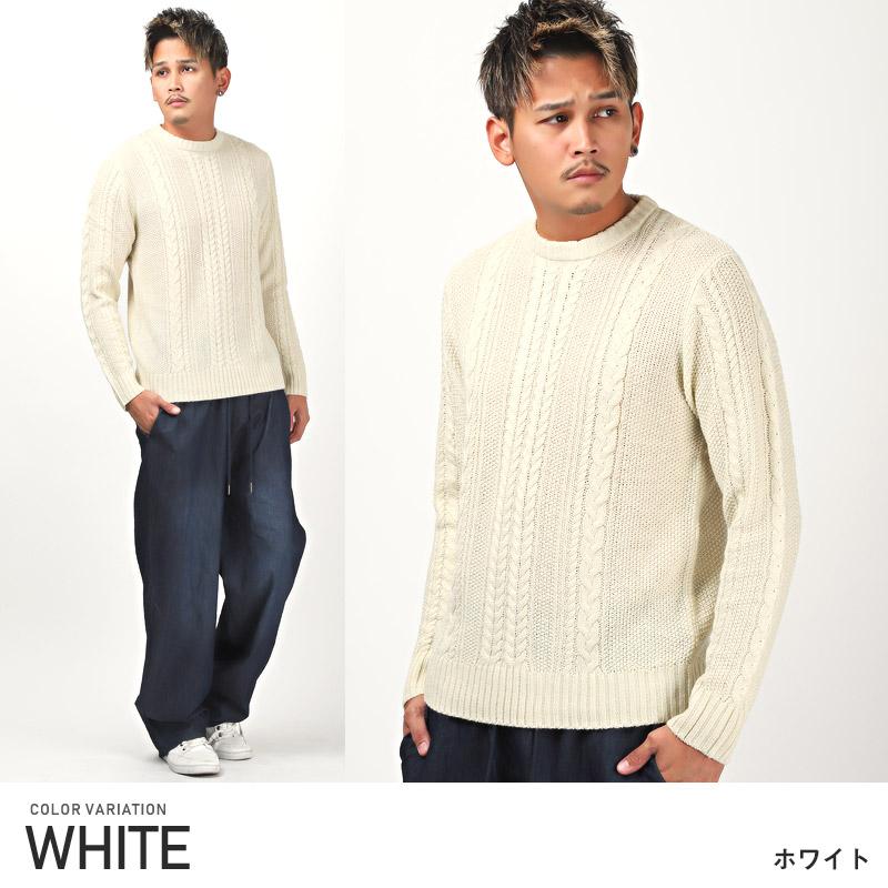 GOLF クルーネックリブ編みセーター メンズM トップイズム TopIsm