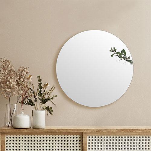 ぼん家具 壁掛け鏡 ウォールミラー 丸型ミラー 約 60×60cm 姿鏡 大きい