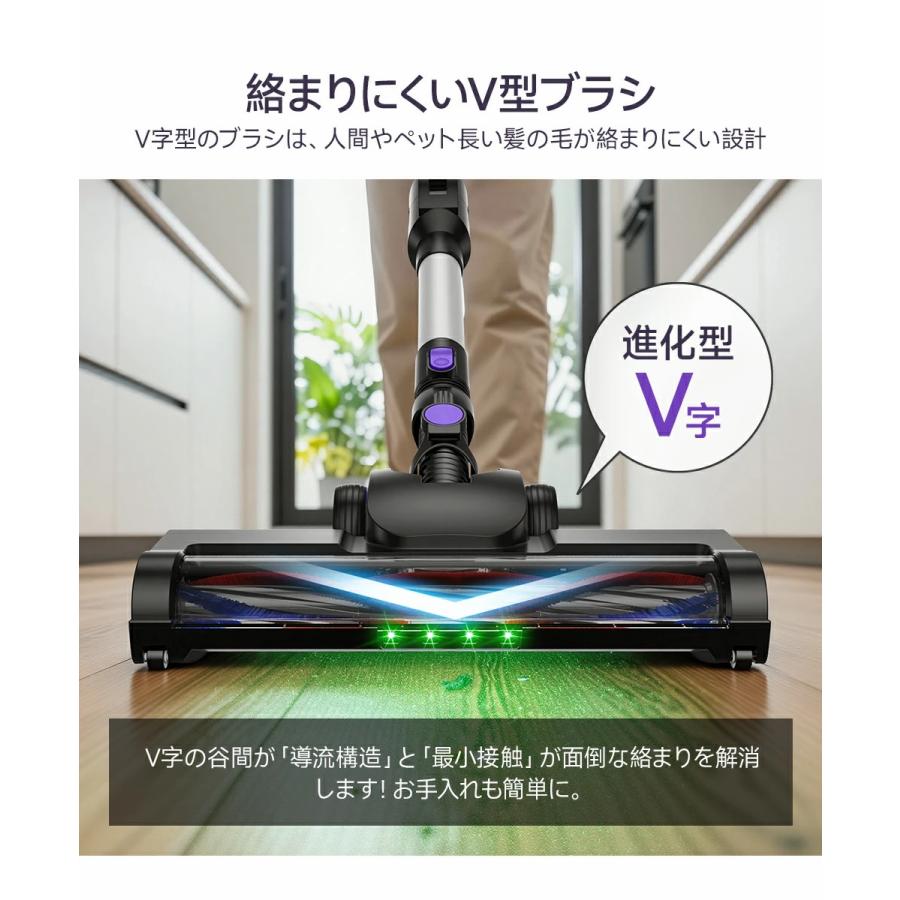 Joyhouse 掃除機 コードレス 75kPa吸引力 自立式 自走式 曲がるパイプ