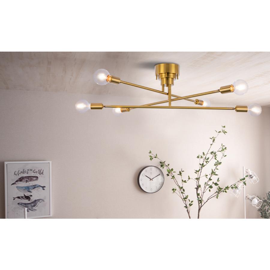 シーリングライト おしゃれ 6灯 真鍮 LED スポットライト 天井照明