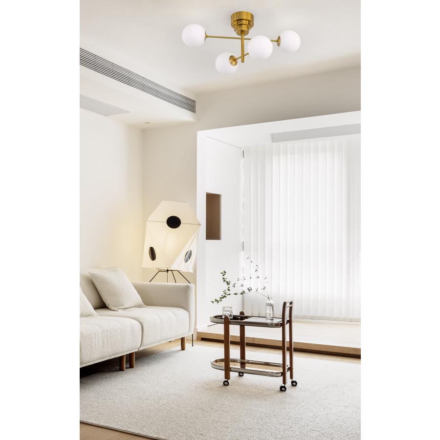 シーリングライト 可動式 真鍮 4灯 送料無料 おしゃれ LED 丸 ガラス