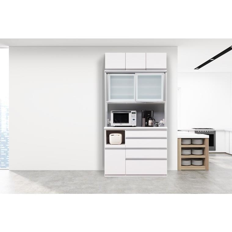 NE 上置き付 キッチンボード 幅120cm 耐震 引き戸 食器棚 大川家具