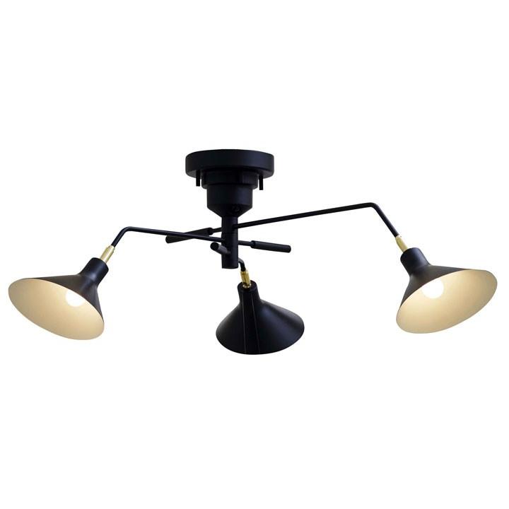 3灯 シーリングライト Ronne ブラック リモコン付き LED電球