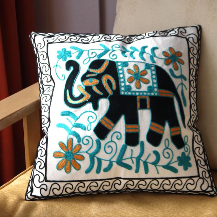 北欧風デザイン刺繍クッションカバー45×45 象 : Cs Select シーズ