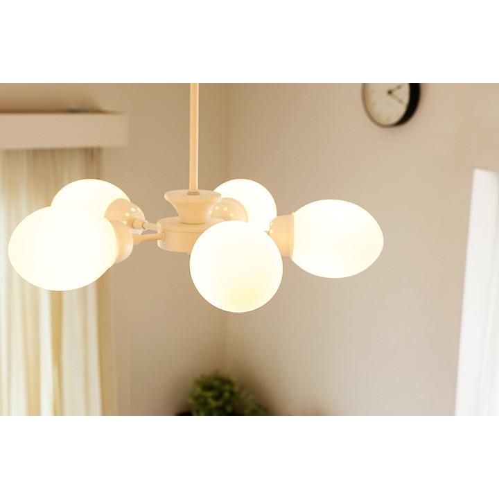 5灯 シーリングライト Cherry ホワイト レトロ 照明 ガラス : デザイン