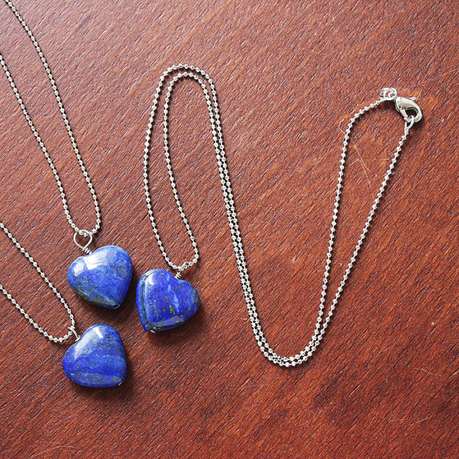 天然無着色 ラピスラズリ ハート ペンダント 一粒 ネックレス 誕生石