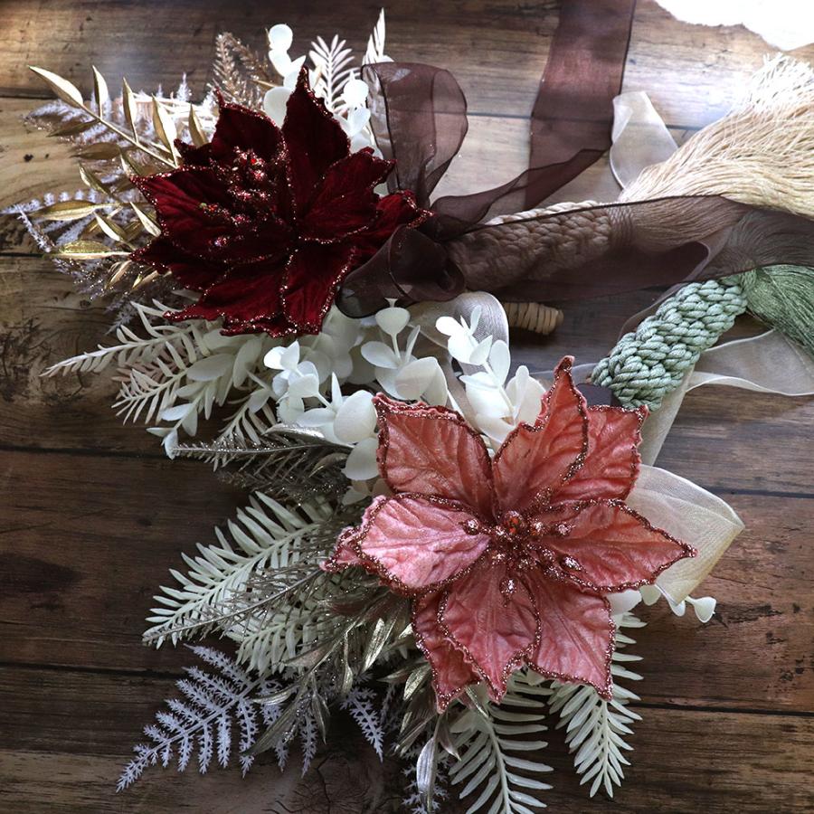 flower クリスマス リース 飾り オーナメント 玄関 外 ポインセチア