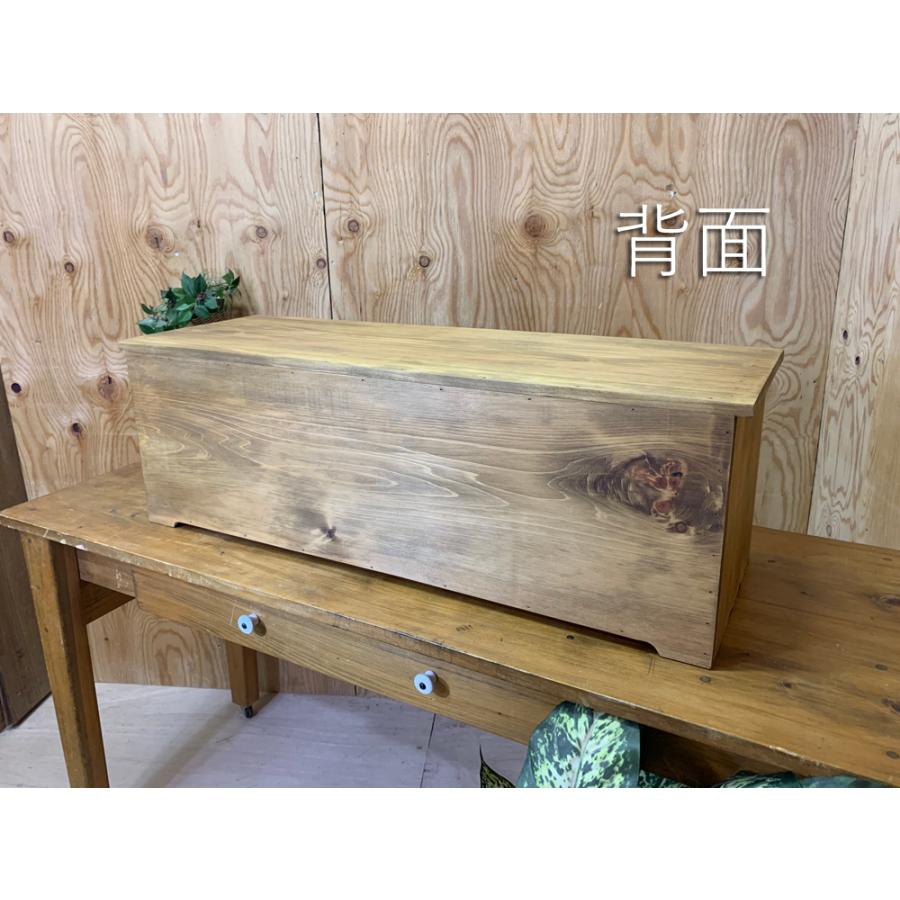 キャビネット 上から開く扉 80x27x26cm アンティークブラウン 横型