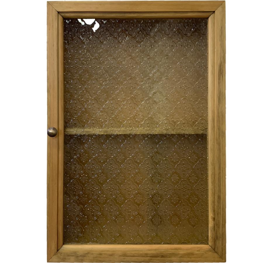 コレクションケース フローラガラス扉 アンティークブラウン 32×11