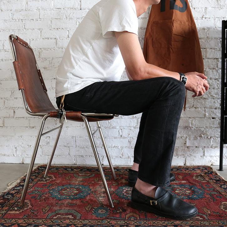 レザーチェア インダストリアル ブラウン シルバー 椅子 家具 おしゃれ