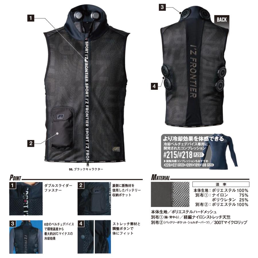I'Z FRONTIER PS1076 冷却ペルチェ6個タイプインナーベスト＆デバイス