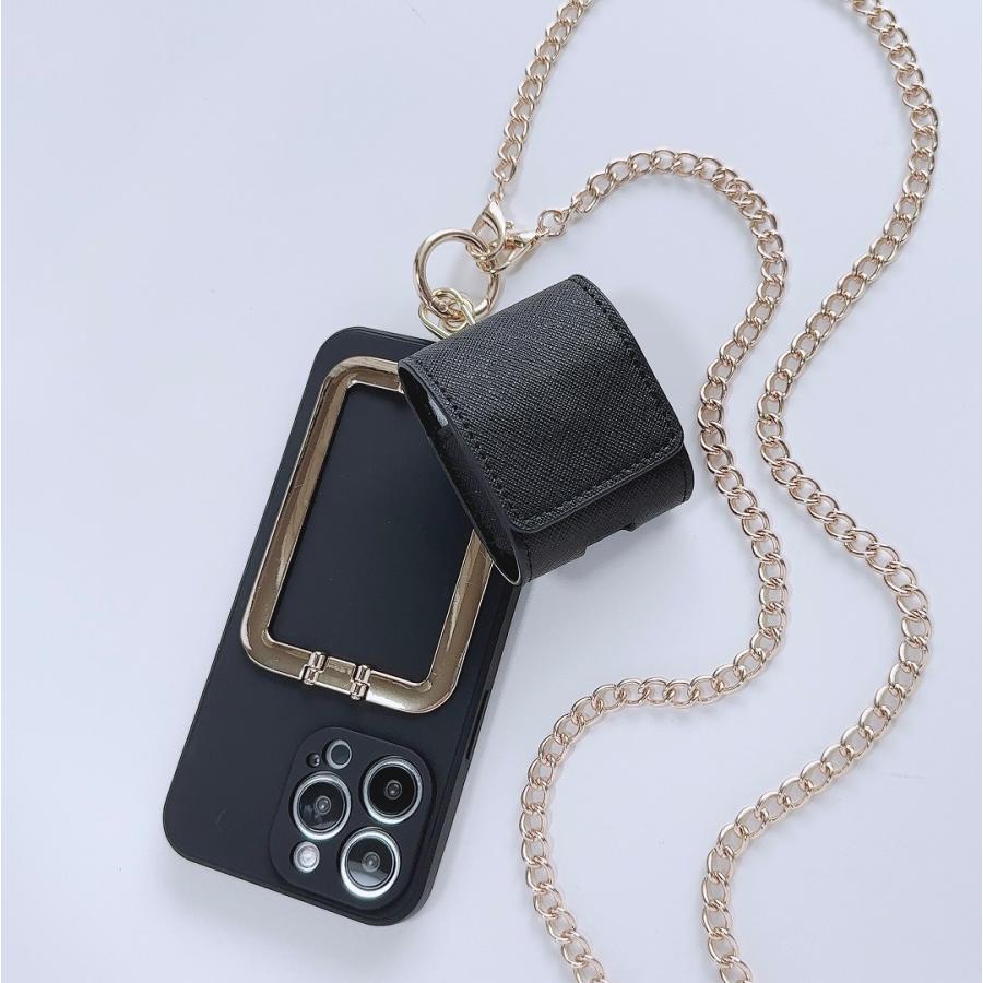 AirPods AirPodsPro レザーケース 本革 レザー ブラック イヤホン