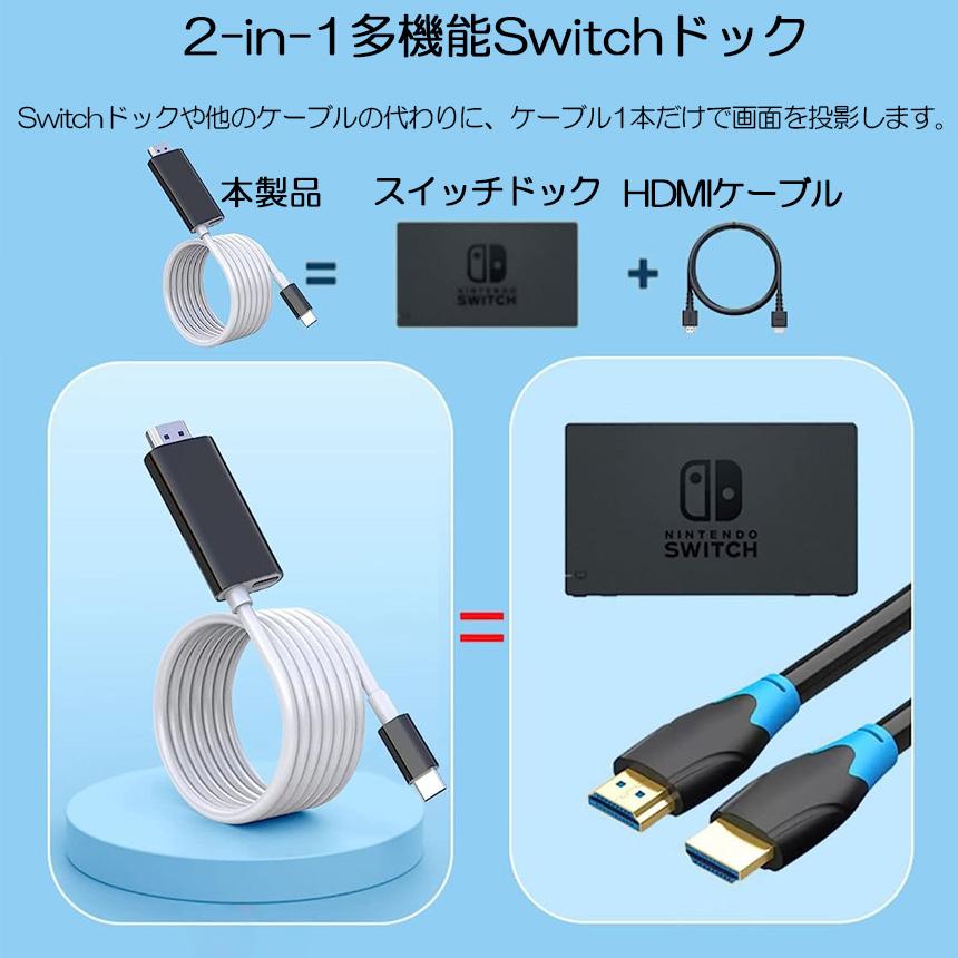 Switch ドック HDMI 変換ケーブル 2本セット Type C USB スイッチ 交換