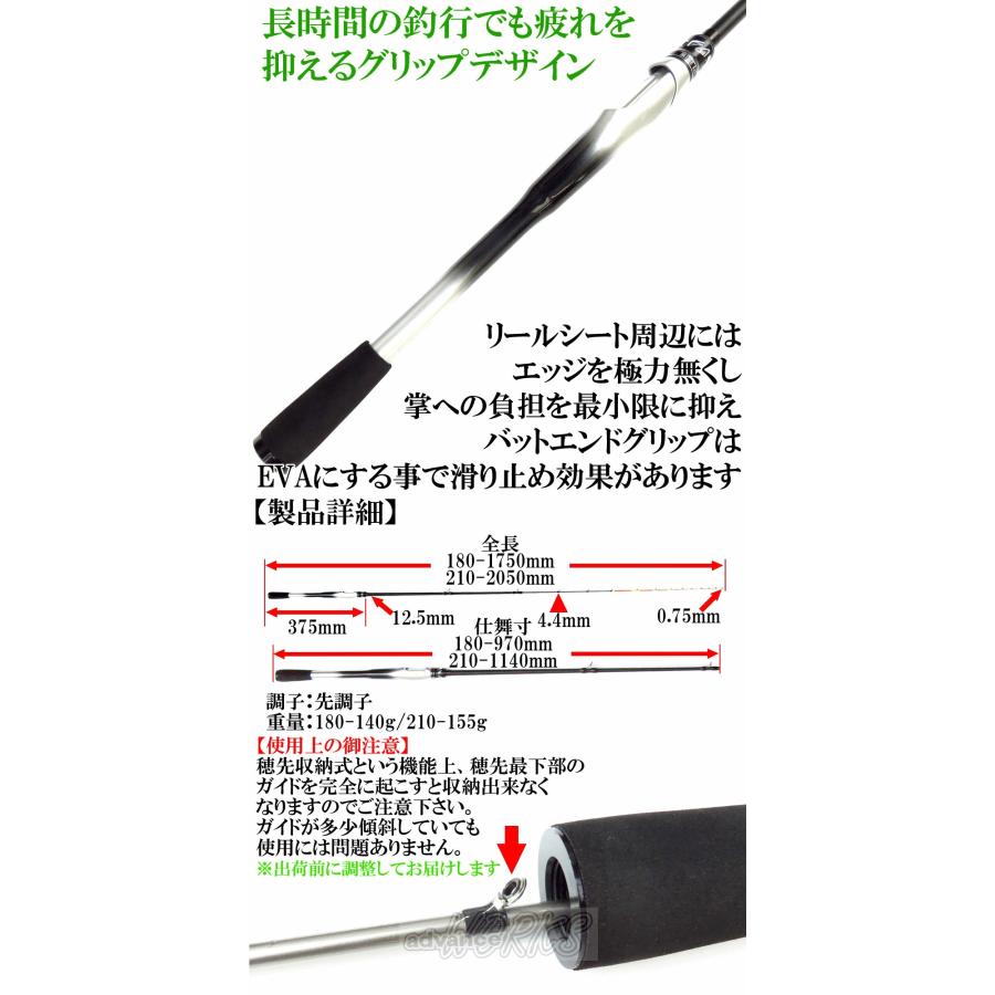 便利な穂先収納タイプ 1.8m 筏竿 ヘチ竿 天攻KIWAMI 180 0.75mm