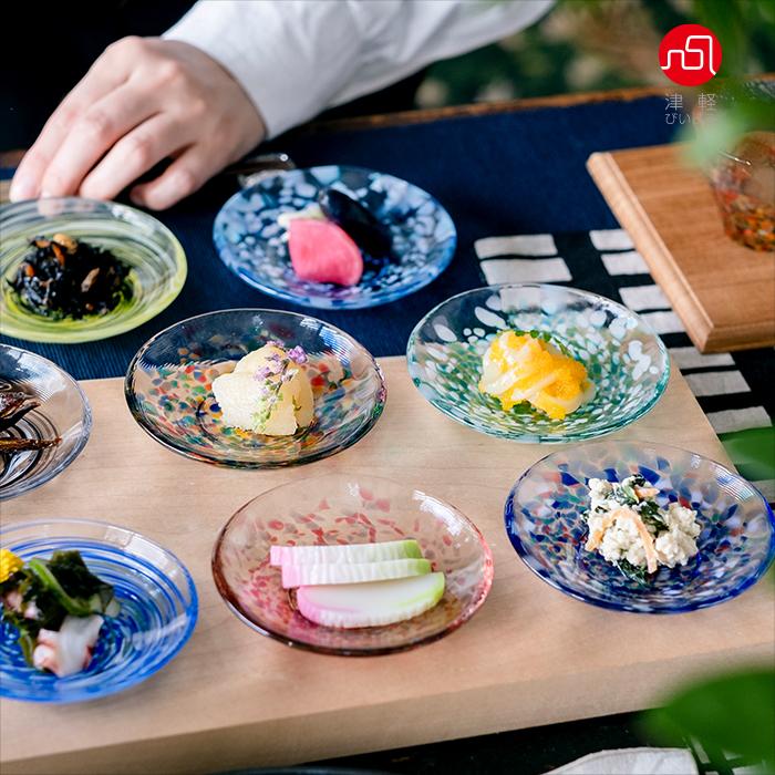 津軽びいどろ 小皿 色色 豆皿 日本製 1個箱入 | おしゃれ 和