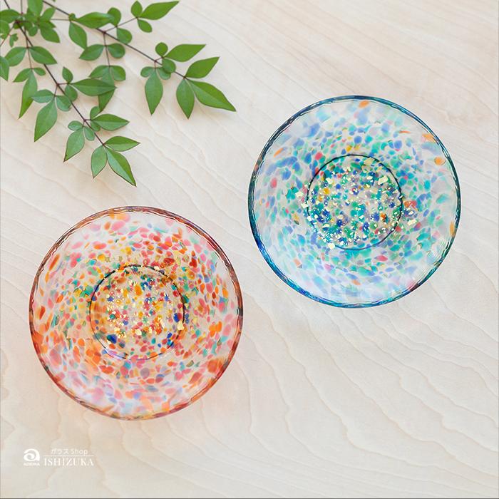 津軽びいどろ ガラスプレート 豆皿ギフト ペアセット MATSURI金彩 日本