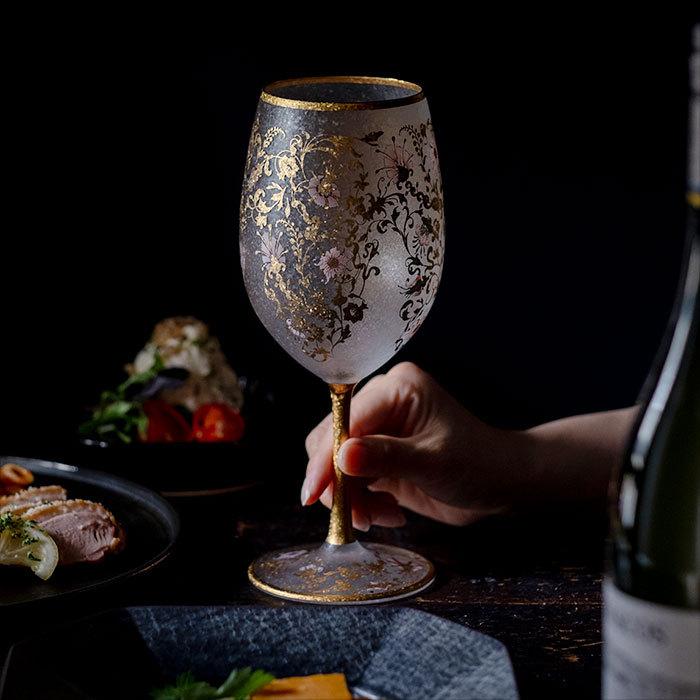 ADERIA おしゃれ ワイングラス ペアセット 540ml ゴールド