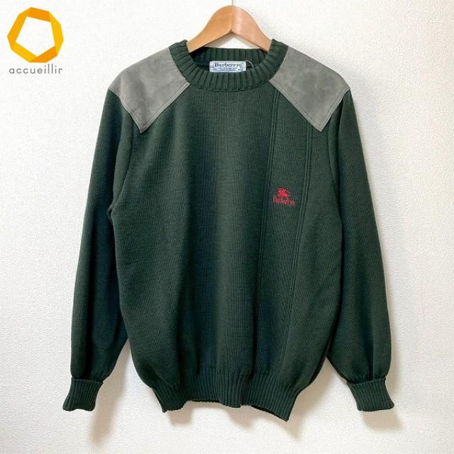 wnc バーバリー BURBERRY ニット・セーター 42 緑 ヴィンテージ レザー