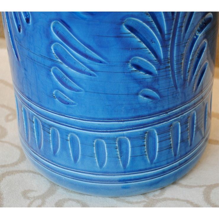 傘立て アンブレラスタンド 筒形 円筒形 陶器 ブルー 青色 花柄