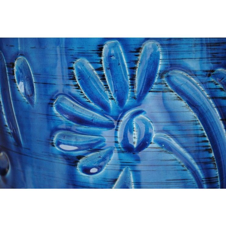 傘立て アンブレラスタンド 筒形 円筒形 陶器 ブルー 青色 花柄