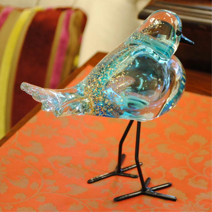 置物 鳥 ガラス置物 オブジェ グラスバード ブルー ガラス かわいい
