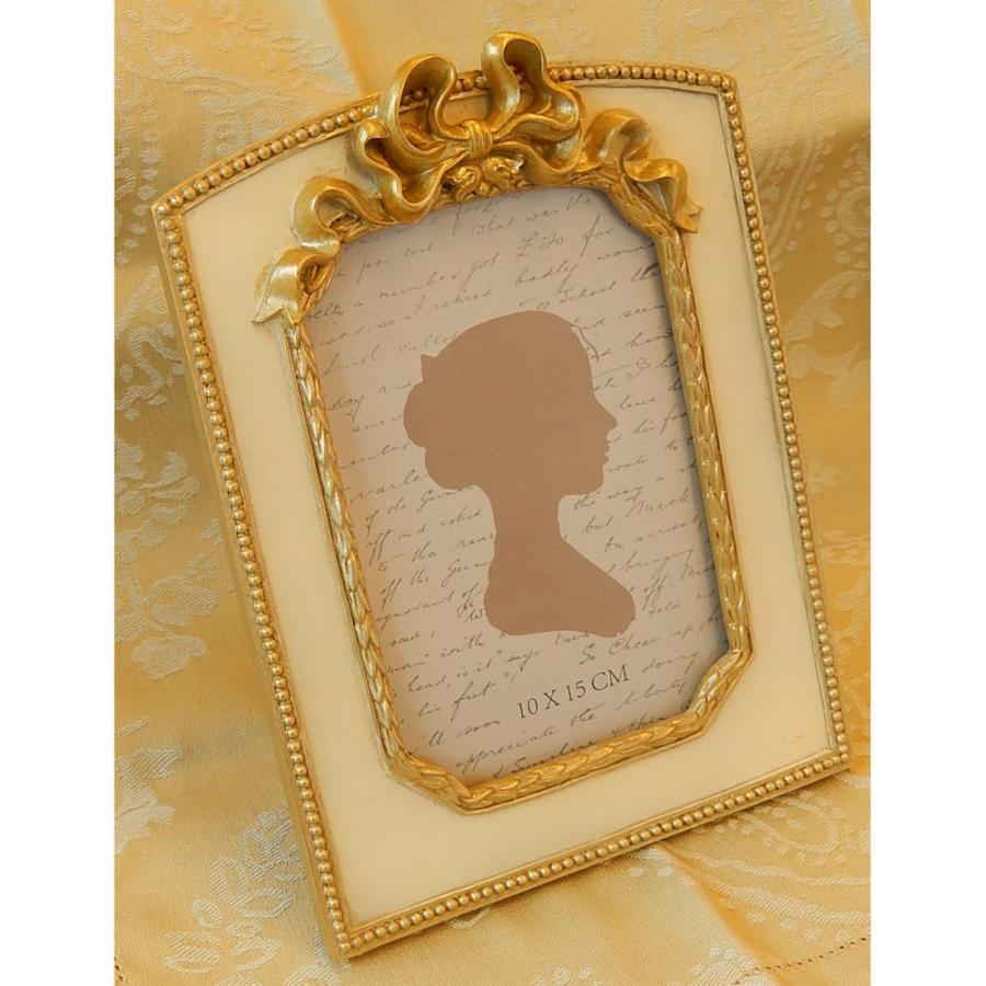 写真立て リボン 縦置き型 おしゃれ 金 ゴールド フォトフレーム