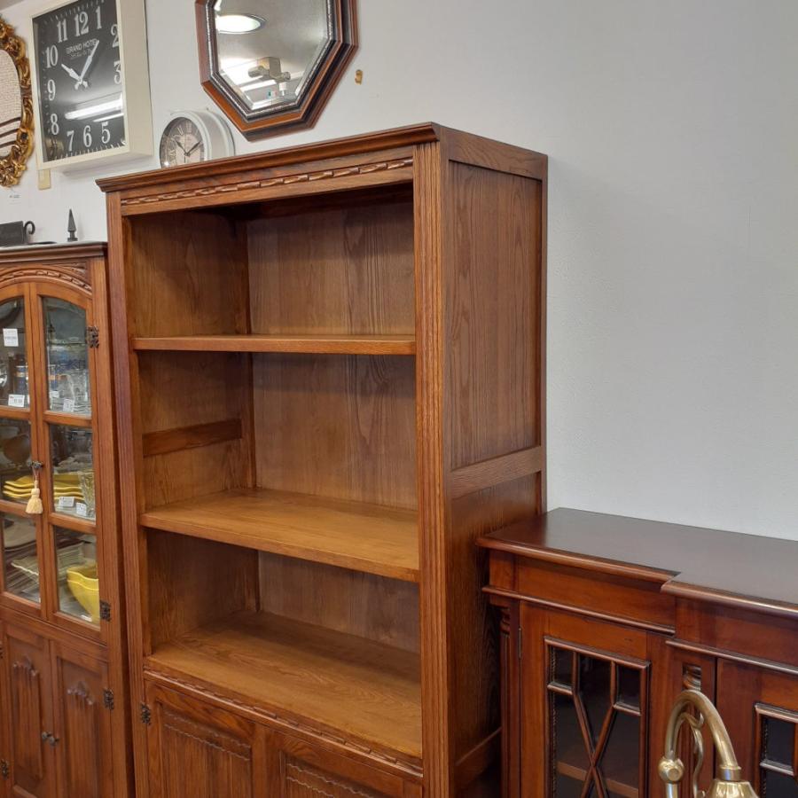 ブックシェルフ 英国アンティーク風オープンキャビネット 本棚 ドア