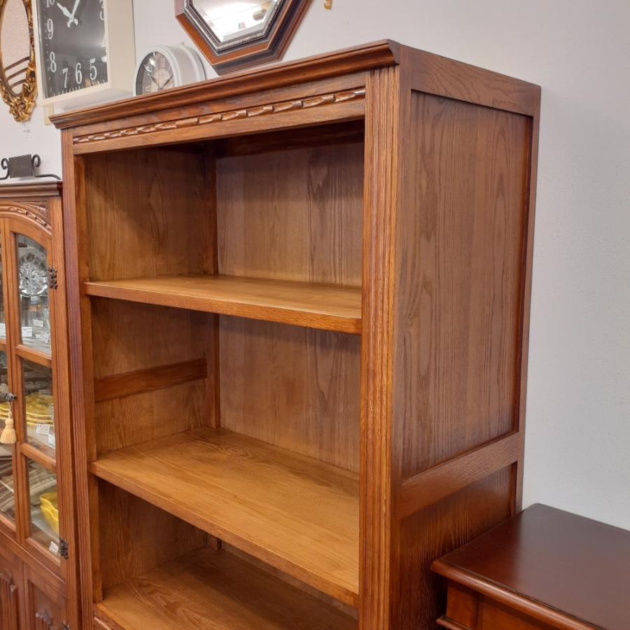 ブックシェルフ 英国アンティーク風オープンキャビネット 本棚 ドア