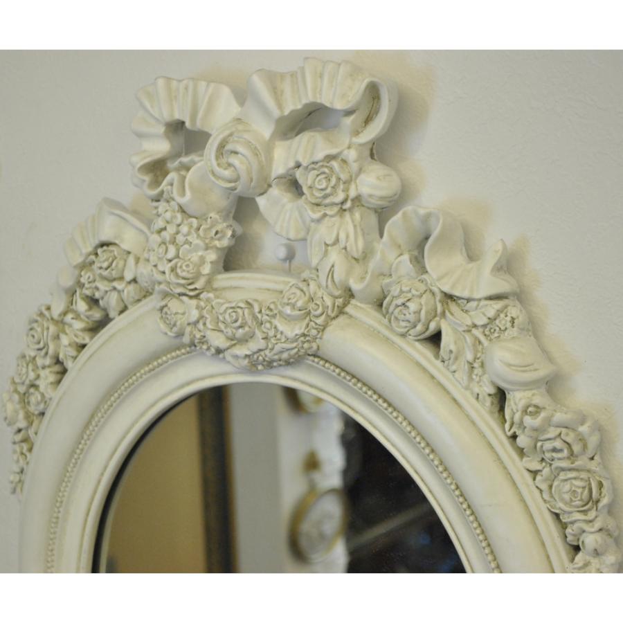 壁掛けミラー ローズリボンウォールミラー リボンバラミラー リボン