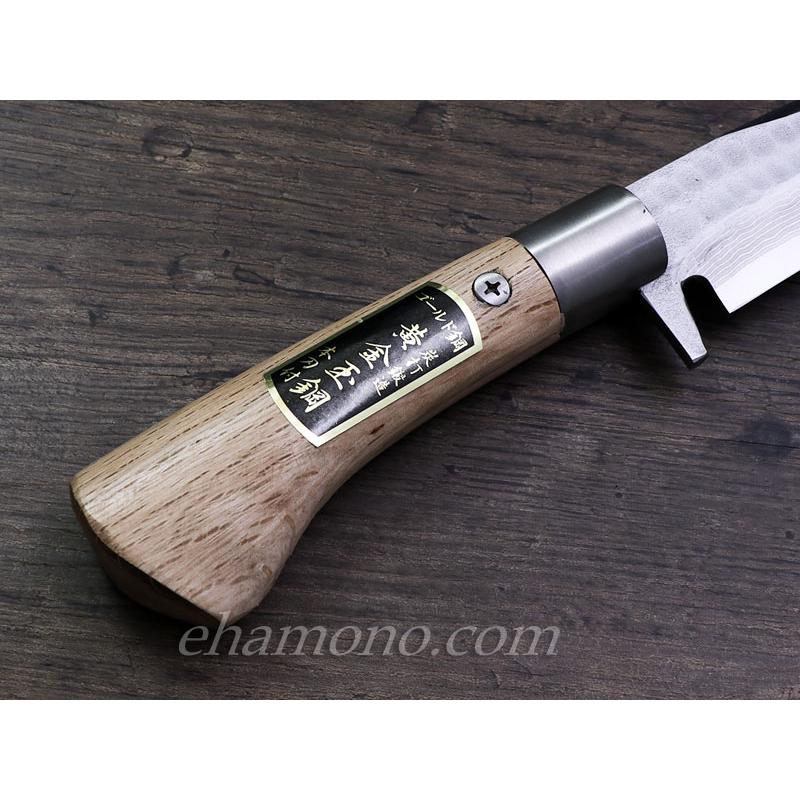 播州鍛冶・島谷秀一作【V金10号ダマスカス 猪 剣鉈210】 : ehamono