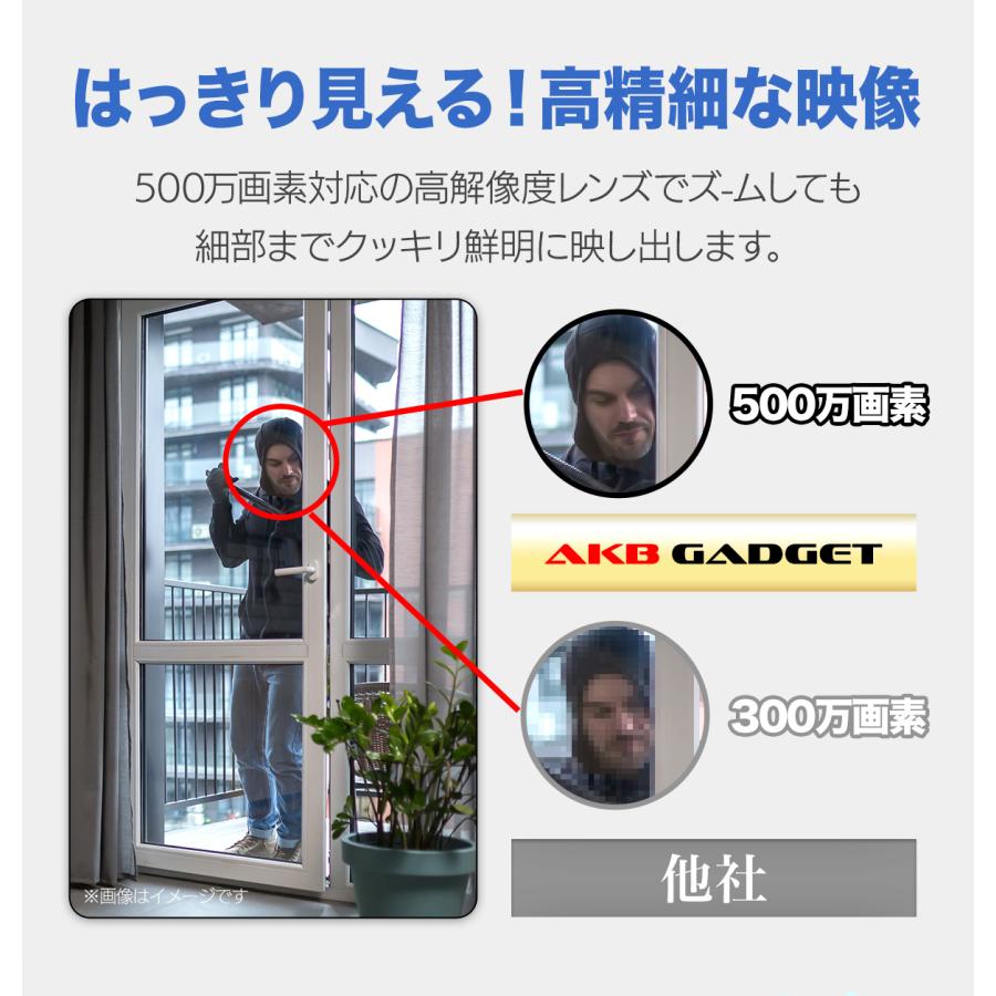アキバガジェット 防犯カメラ 家庭用 屋外 ワイヤレス 500画素 AI 動体