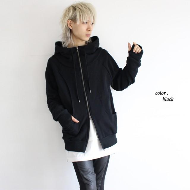 パーカー メンズ ボリュームネック ダブルジップ 長袖 ZIP ビッグ