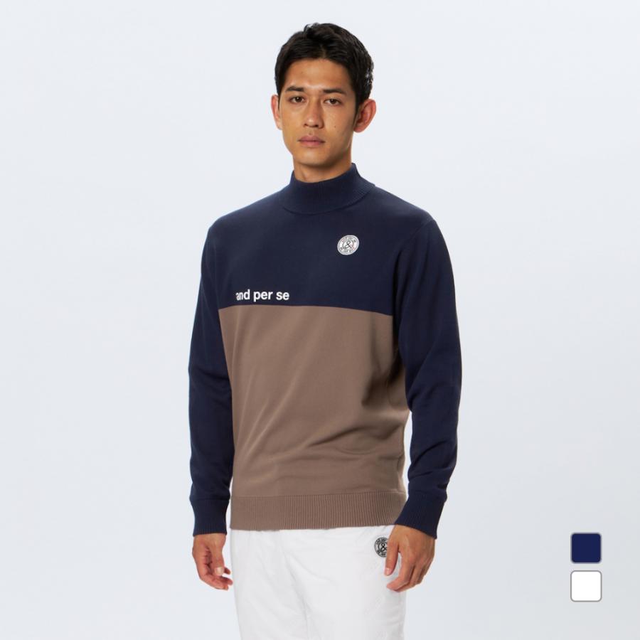 and per se（アンパスィ） ゴルフウェア 長袖セーター 秋 冬 袖防風