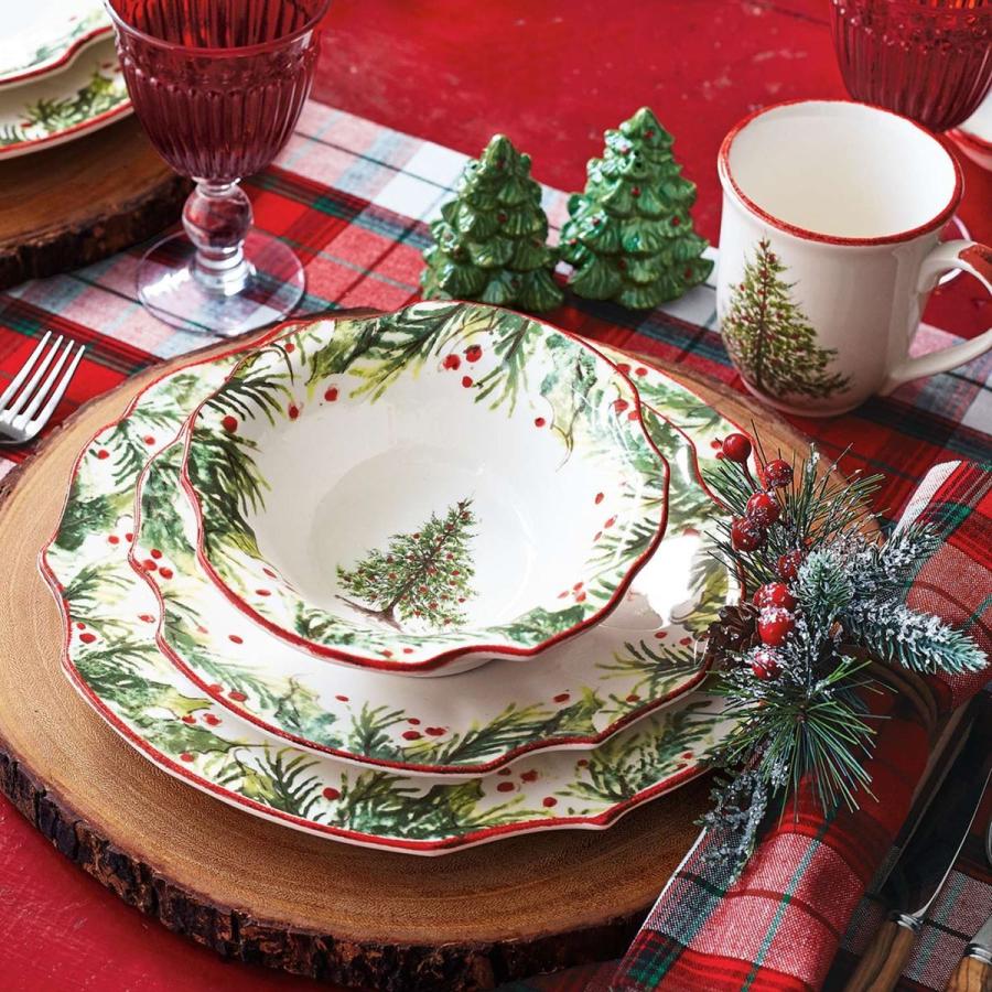クリスマスツリー柄食器セット ホリー 松 パイン 食器16点セット