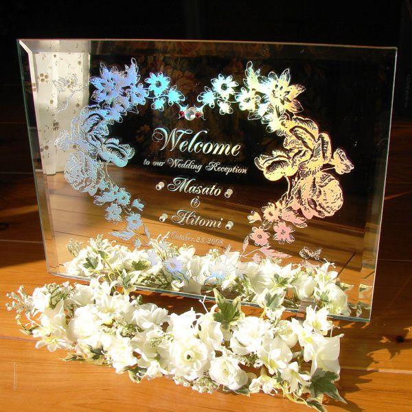 ウェルカムボード ミラー ガラス 卓上サイズ 手作り 結婚祝い